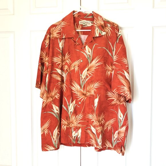 Tommy Bahama Other - TOMMY BAHAMA Tropical  Silk  Camp Shirt Salmon Button Front Short Sleeve XXL